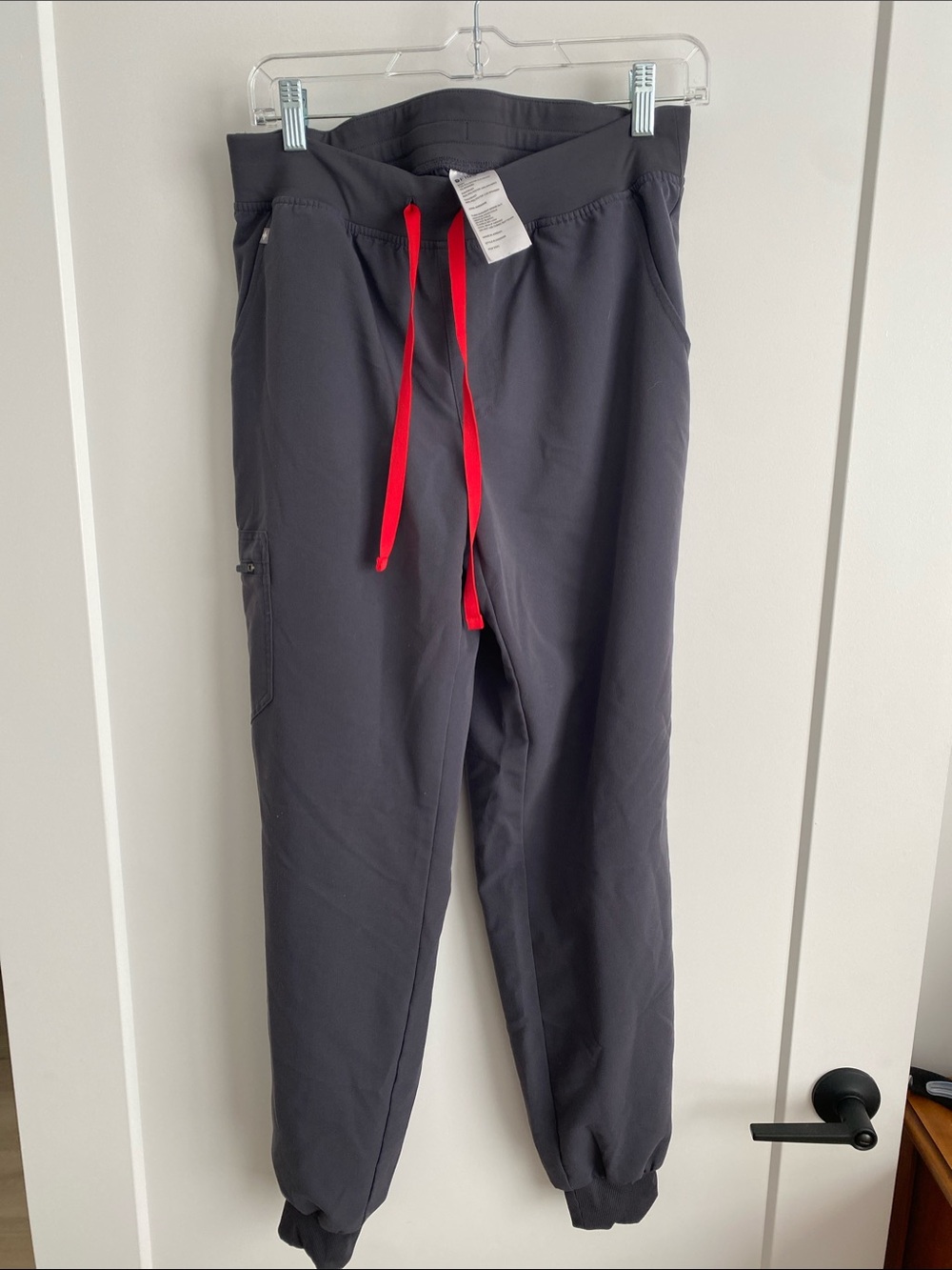 Figs Jogger Pants with Red Drawstring - Gray medium tall women
